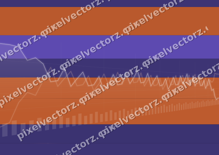 Glowing neon chart background in orange and blue
