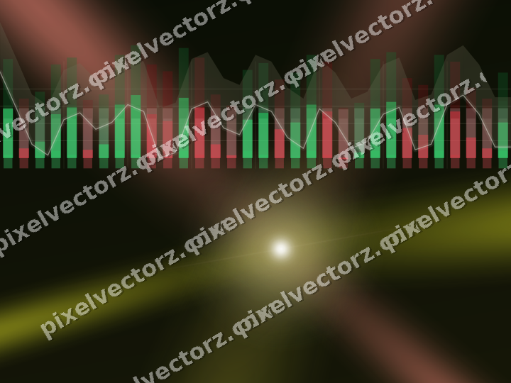 Glowing neon chart background in yellow and red