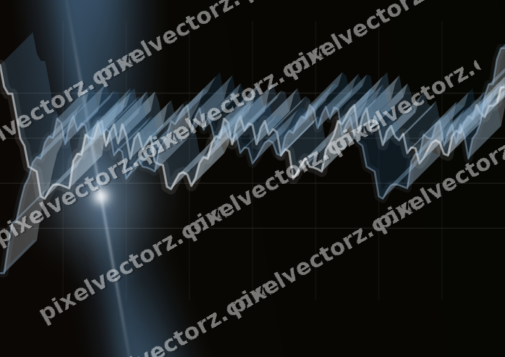 Glowing neon chart background in blue and orange