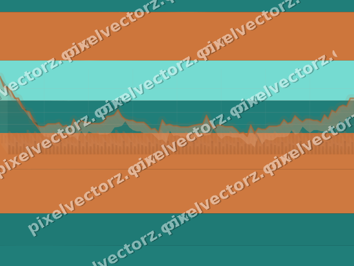 Glowing neon chart background in orange and teal