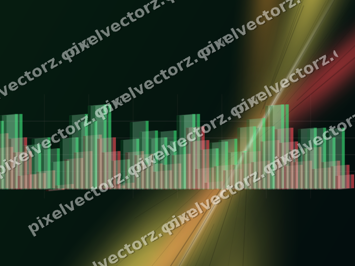 Glowing neon chart background in red and orange