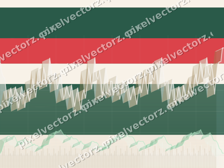 Glowing neon chart background in dark green and red