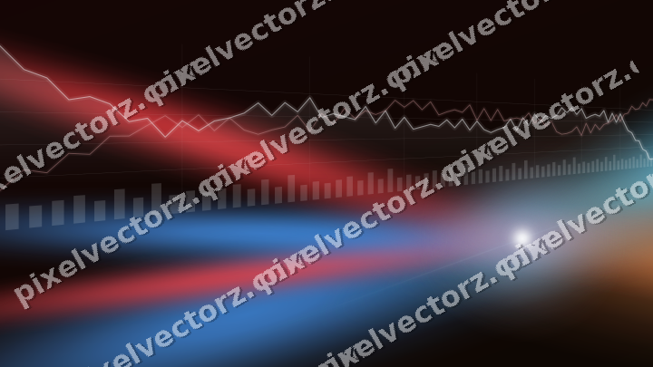 Glowing neon chart background in blue and red
