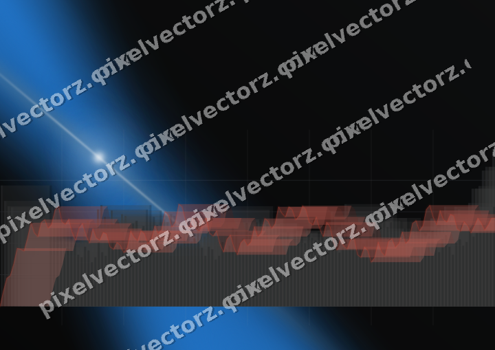 Glowing neon chart background in blue and red