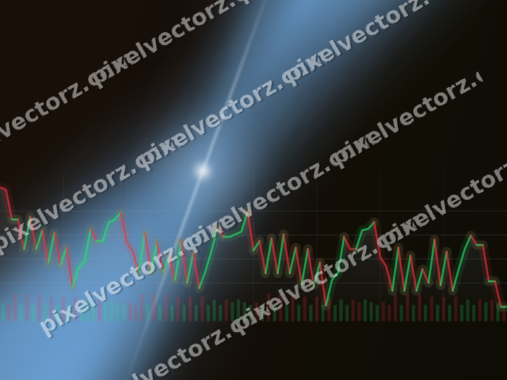 Glowing neon chart background in blue and orange
