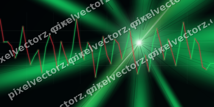 Glowing neon chart background in green and lime