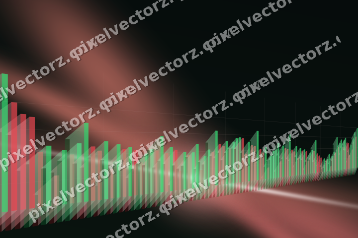 Glowing neon chart background in red and green