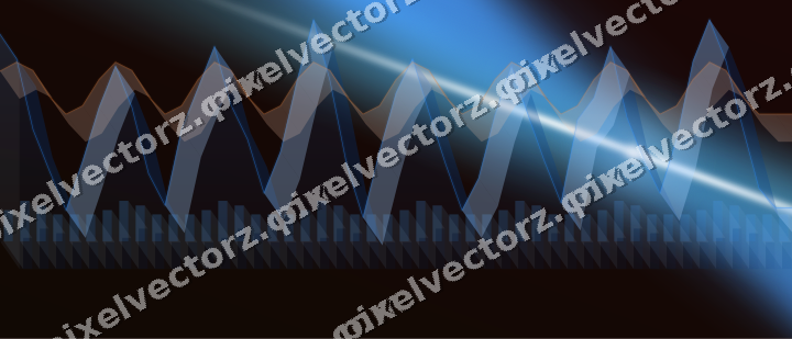 Glowing neon chart background in blue and red