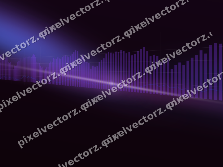 Glowing neon chart background in purple and blue