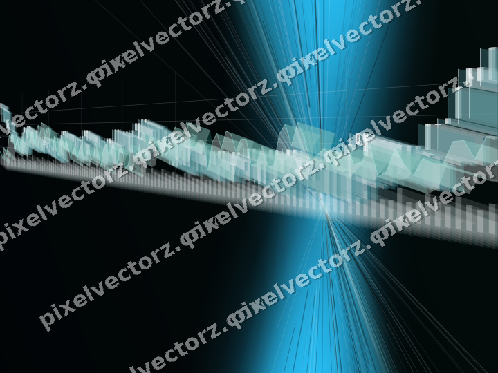 Glowing neon chart background in cyan and teal