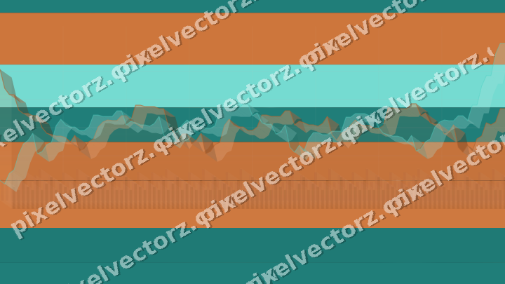 Glowing neon chart background in orange and teal