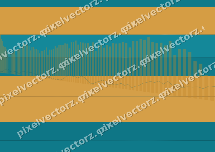 Glowing neon chart background in amber and teal