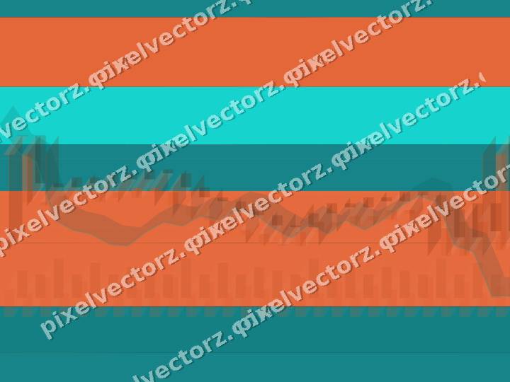 Glowing neon chart background in orange and teal