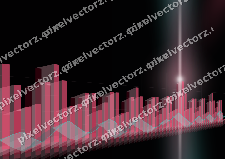 Glowing neon chart background in pink and amber