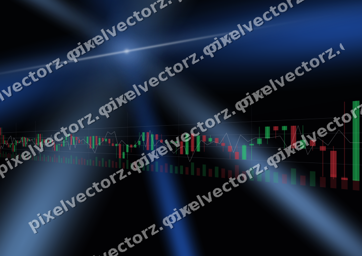Glowing neon chart background in blue