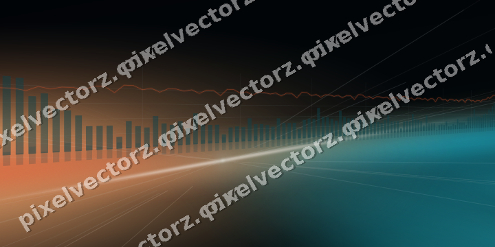 Glowing neon chart background in teal and orange