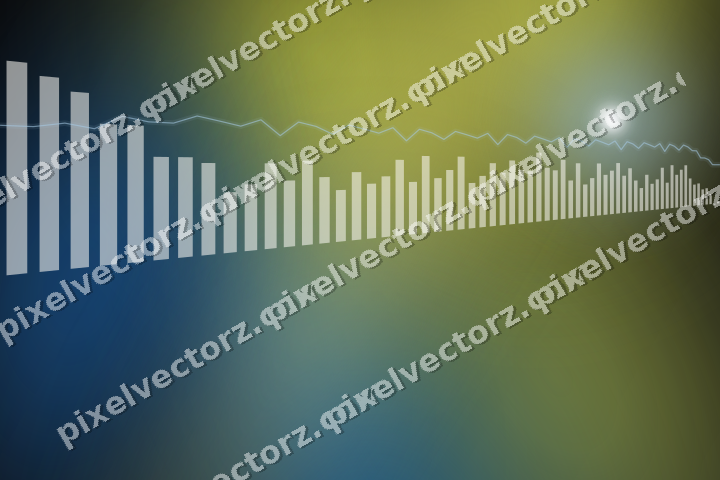 Glowing neon chart background in blue and yellow