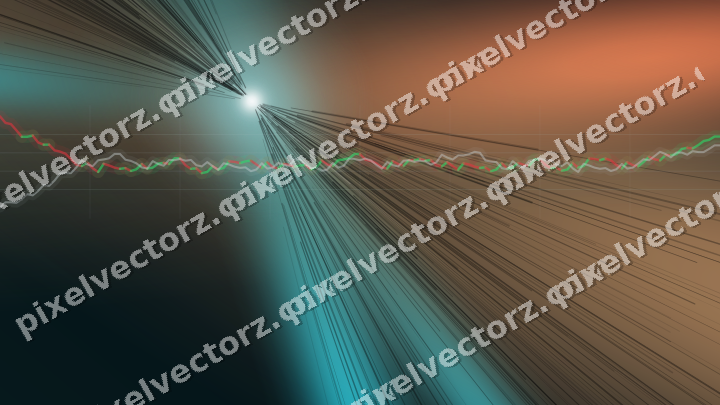 Glowing neon chart background in teal and orange