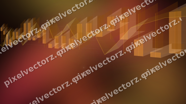 Glowing neon chart background in orange and amber