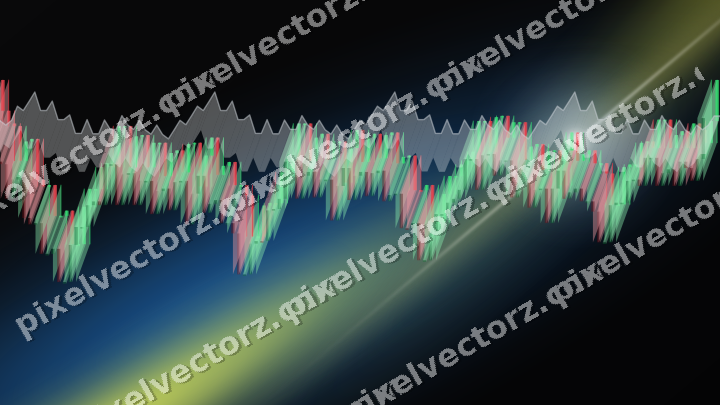 Glowing neon chart background in blue and yellow