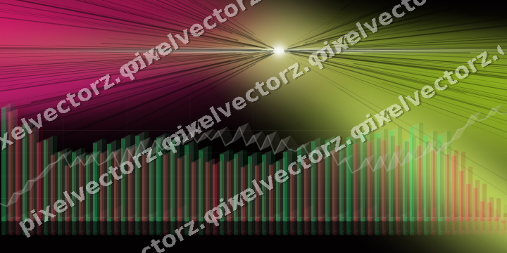 Glowing neon chart background in lime and pink