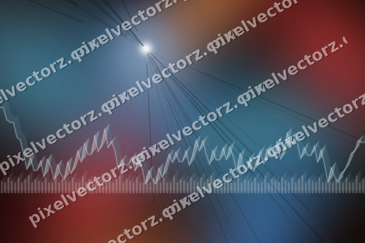 Glowing neon chart background in blue and red