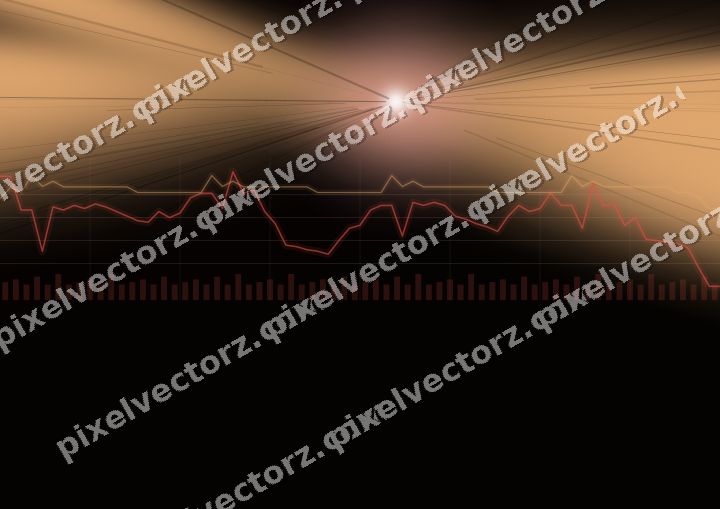 Glowing neon chart background in red and orange