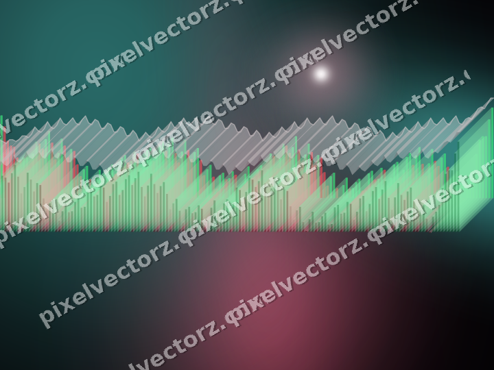 Glowing neon chart background in pink and amber