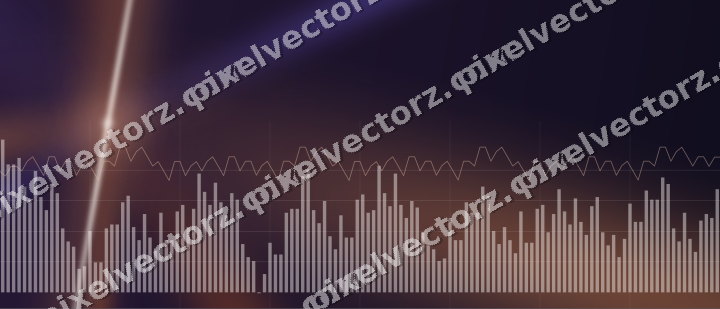Glowing neon chart background in orange and blue