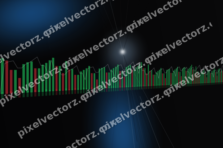 Glowing neon chart background in blue and red