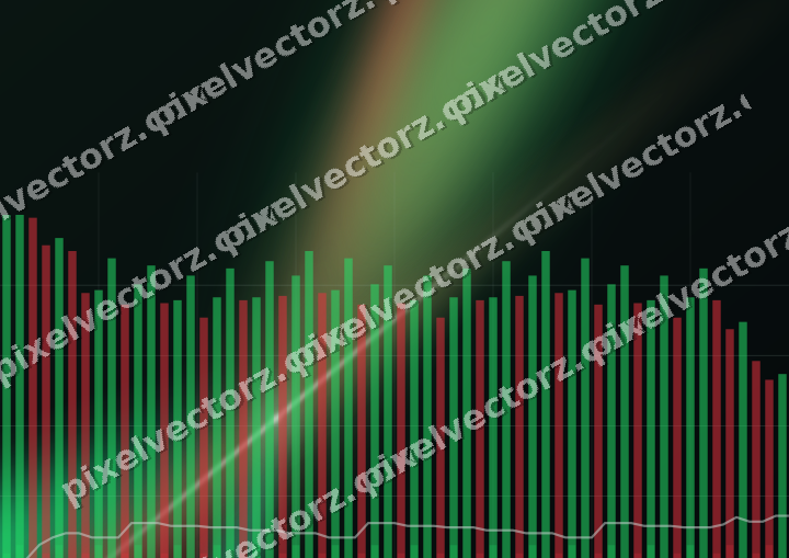 Glowing neon chart background in green and red