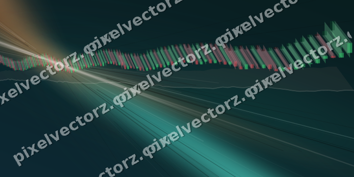 Glowing neon chart background in orange and teal