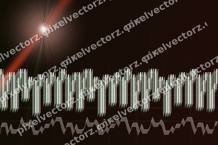 Glowing neon chart background in red and orange