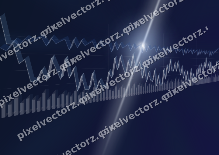 Glowing neon chart background in dark blue and white