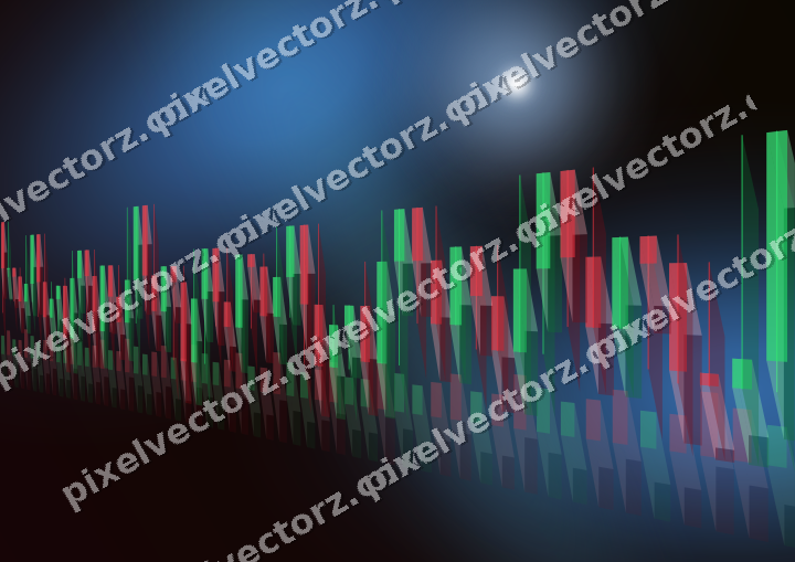 Glowing neon chart background in blue and red
