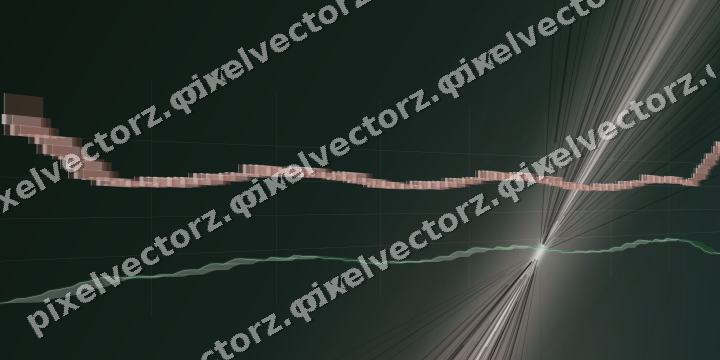 Glowing neon chart background in dark green and red