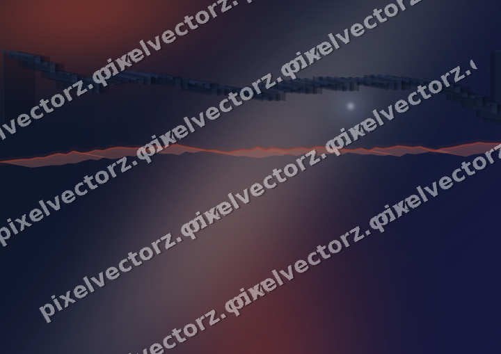 Glowing neon chart background in dark blue and red