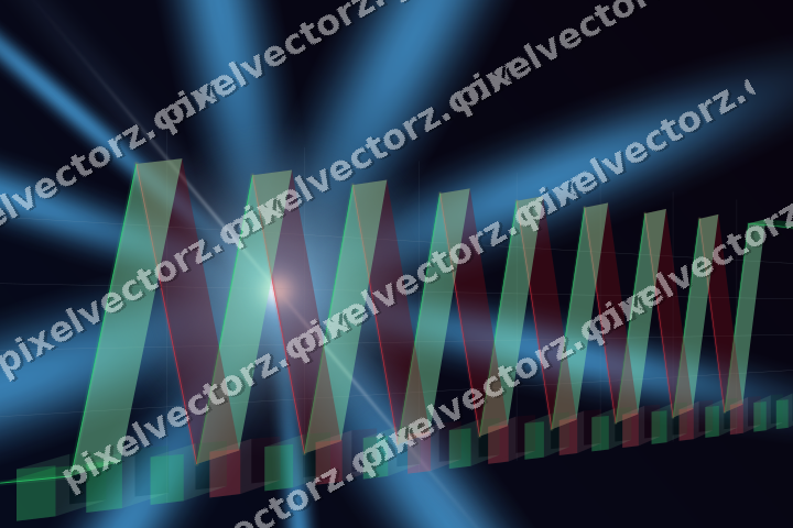 Glowing neon chart background in cyan and blue