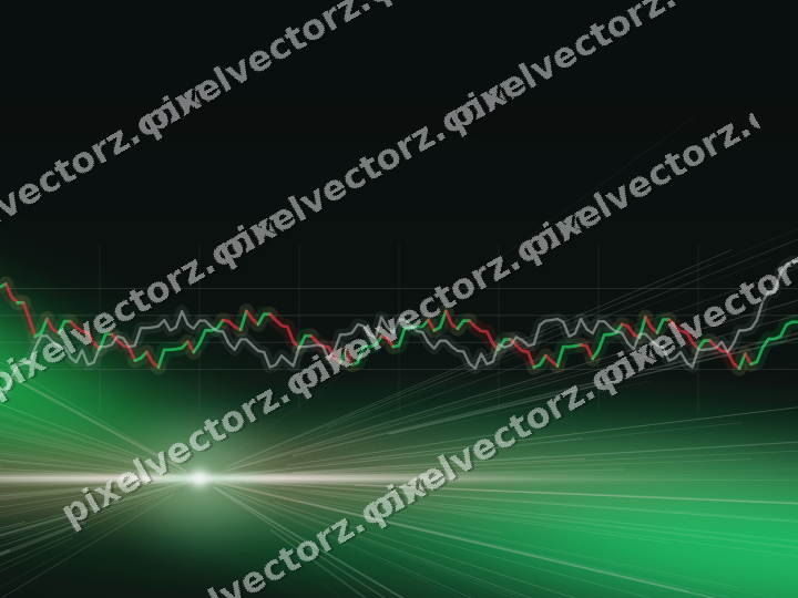 Glowing neon chart background in green and red