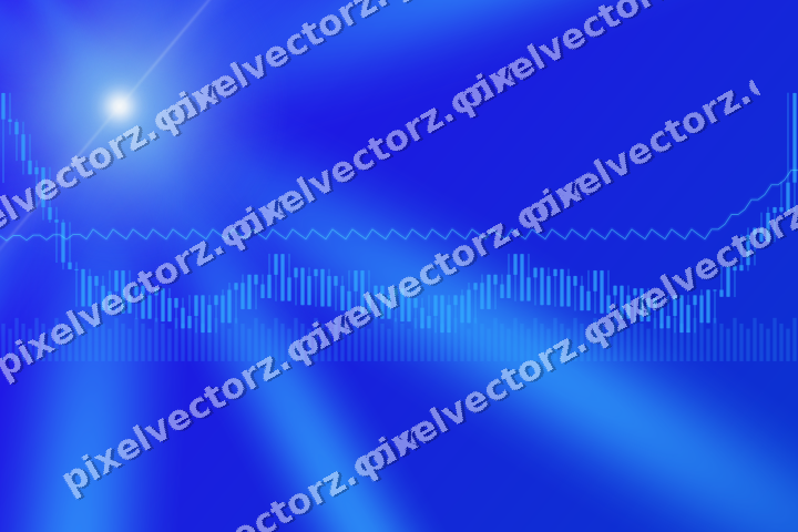 Glowing neon chart background in cyan and blue