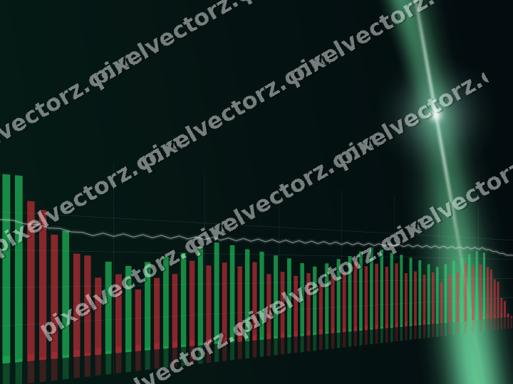 Glowing neon chart background in green and teal