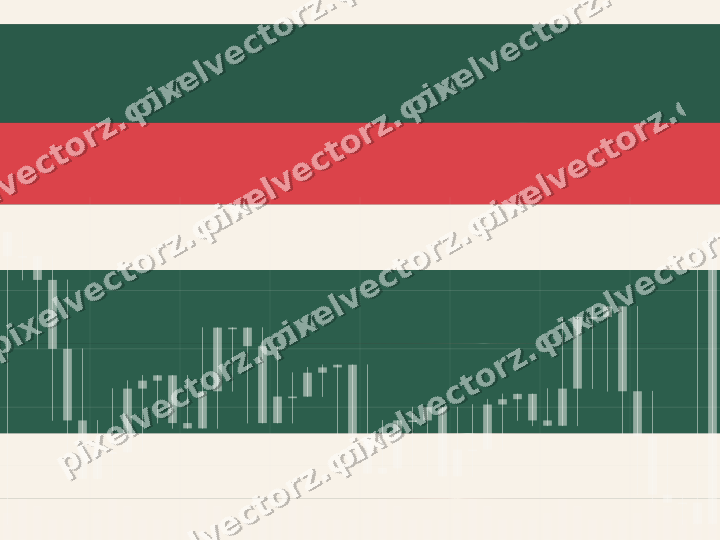 Glowing neon chart background in dark green and red