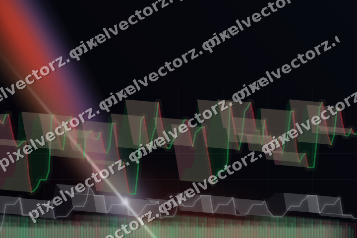 Glowing neon chart background in blue and red