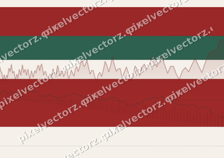 Glowing neon chart background in dark red and dark green