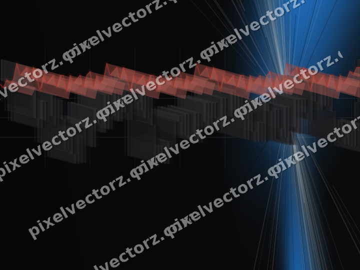 Glowing neon chart background in blue and red