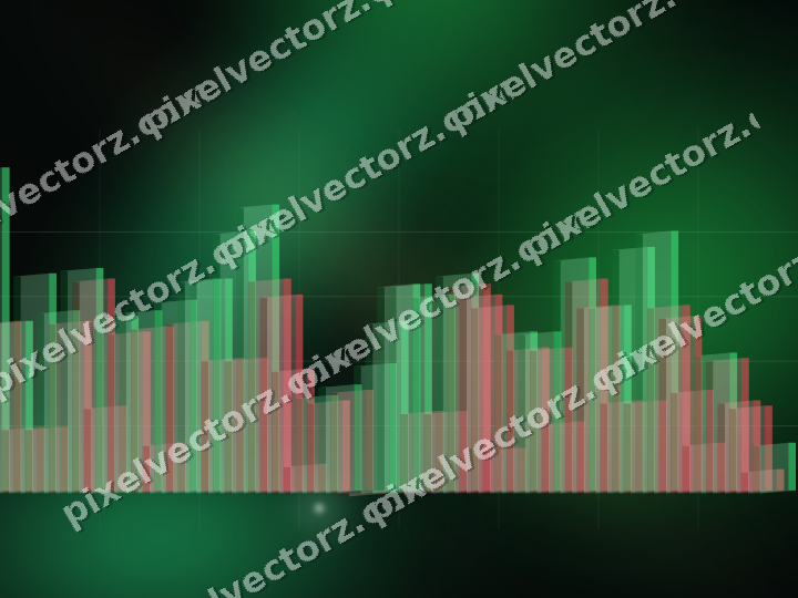Glowing neon chart background in green and amber