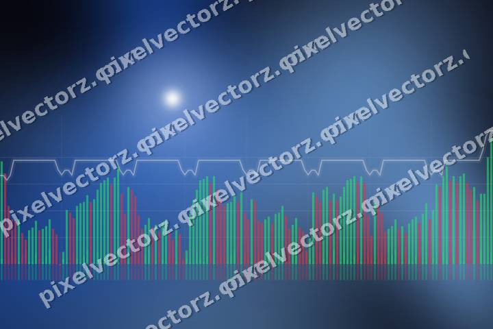 Glowing neon chart background in blue