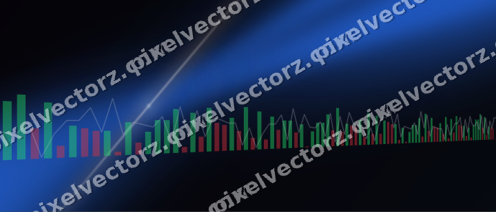 Glowing neon chart background in blue and red