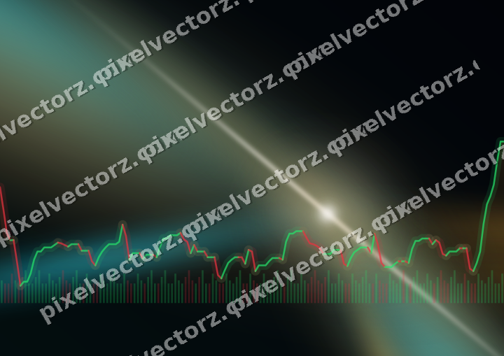 Glowing neon chart background in amber and teal