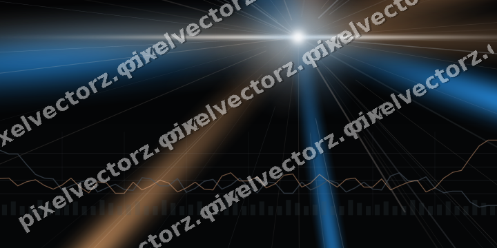 Glowing neon chart background in blue and orange